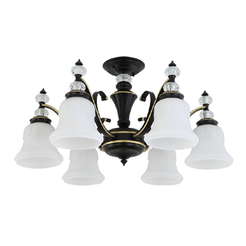 Plafonnier traditionnel en verre noir en forme de cloche