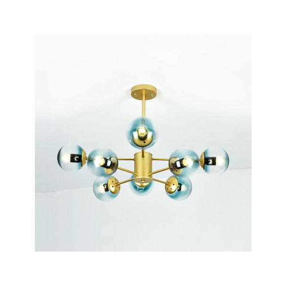 Gold Sputnik lampadario moderno 6/8/12 luci ambra/blu/bianco lampada sospesa per soggiorno per soggiorno