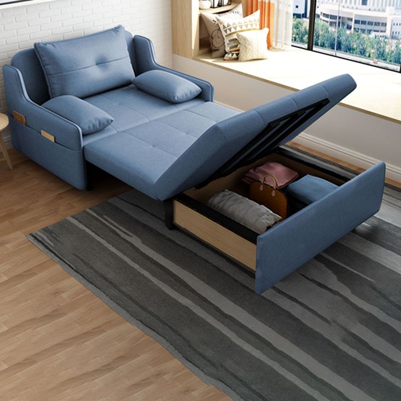 33" Wide Scandinavian Sleeper Sofa Futon Blue Storage Sleeper Sofa