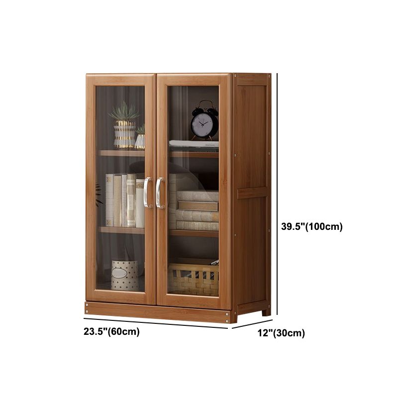 Manufactured Wood Standard Bookshelf Brown Vertical Bookcase with Door and Drawer