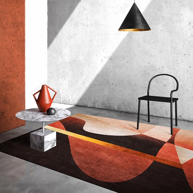Alfombra de patrón rayado de color marrón alfombra poliéster modernista alfombra de área que no es compatible con la sala de estar para sala de estar