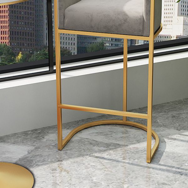 Matte Finish Footrest Armed Stool Low Back Glam Home Velvet Stool