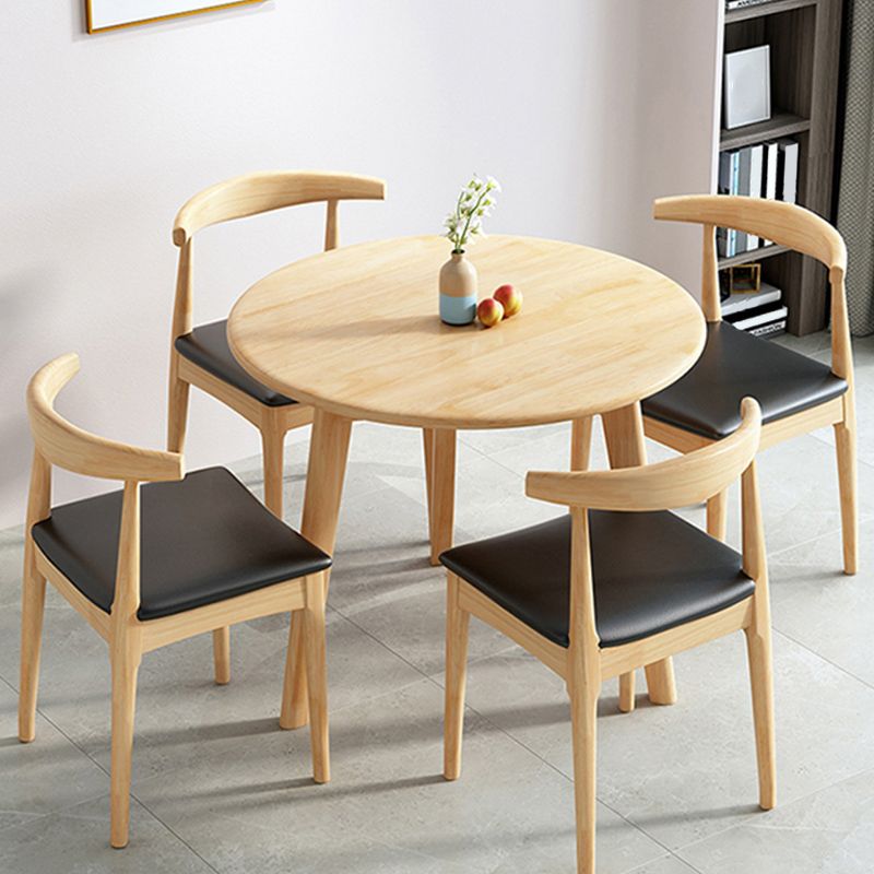 Natural Finish Rubberwood Dining Set 1/3/4/5 Pieces Modern Dinette Set