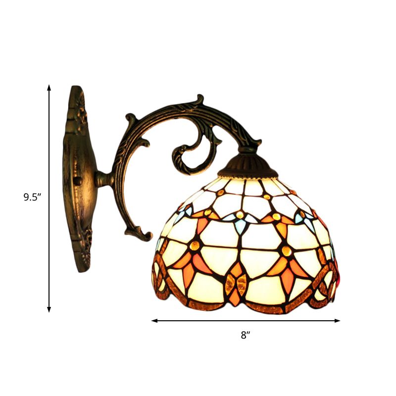Vintage Tulip Wall Hanging Lights Stained Glass 1-Light Wall Light Shade for Hallway