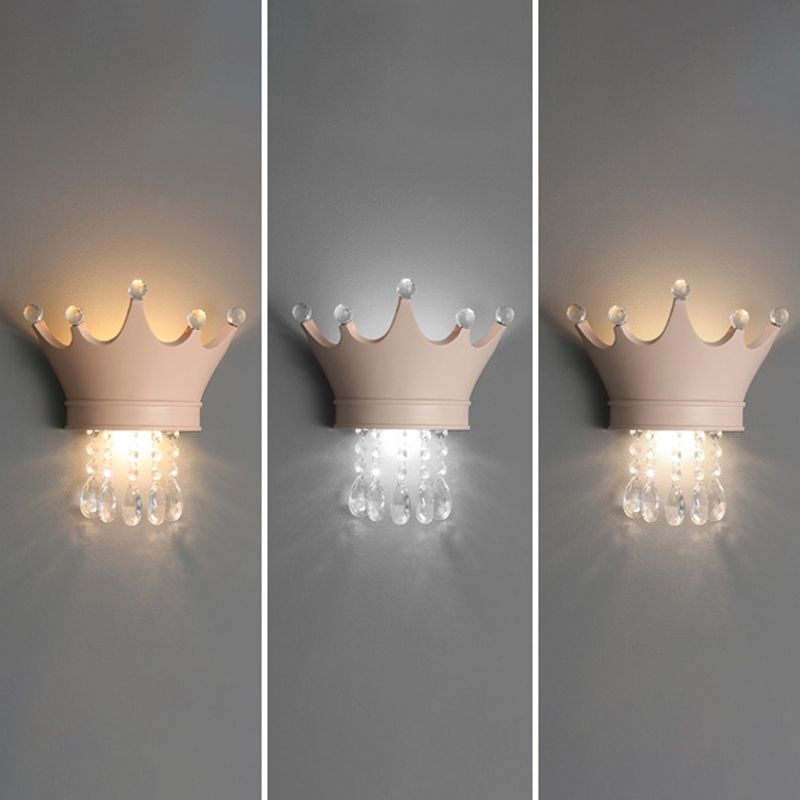 Crystal Crown Shape Wall Light Modern Style 2 Lights Wall Light Sconce