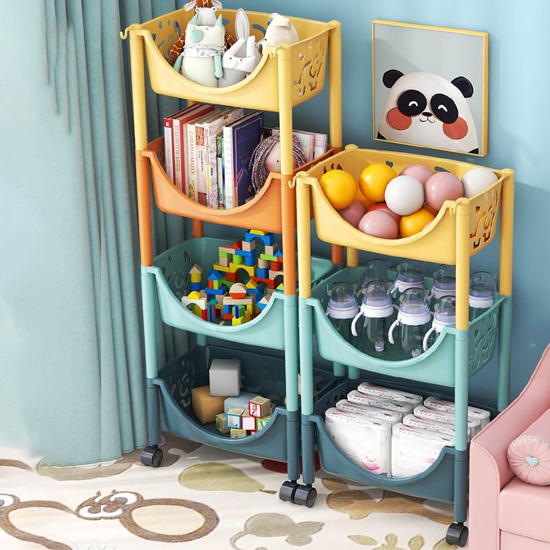 Scandinavian Style Bookcase with Casters Shelf Bookcase for Home and Office