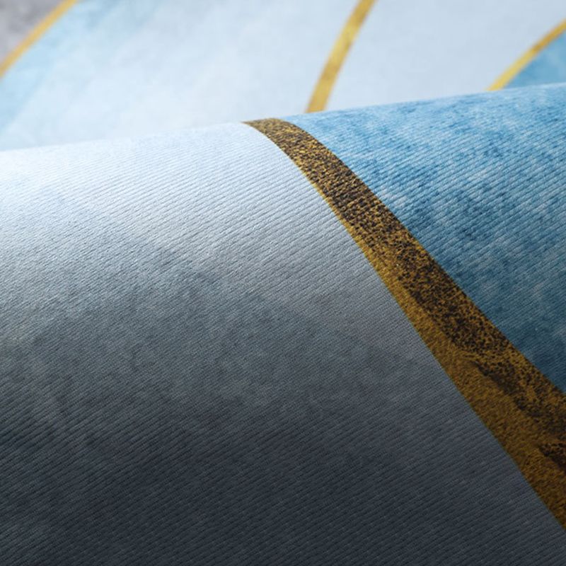 Blue Gray Modern Rug Polyester Print Indoor Rug Washable Rug for Living Room