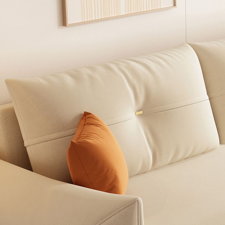 35" Wide Scandinavian Sofa Futon White Sleeper Sofa with Storage