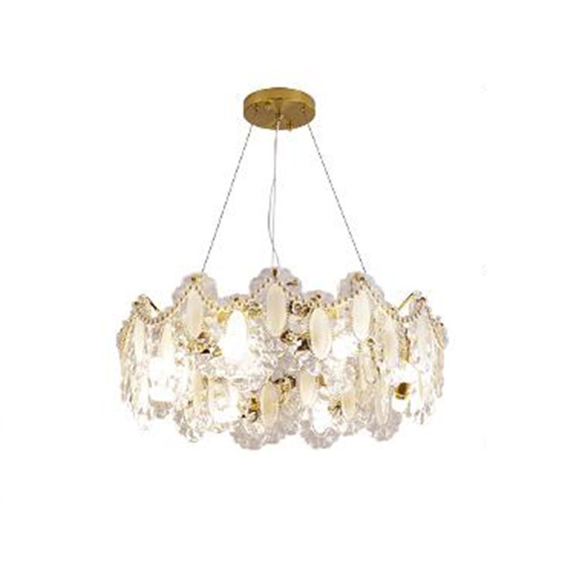 Modern Metal Pendant Light Geometric Shape Island Light with Glass Shade for Living Room