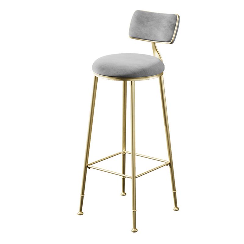 Scandinavian Style Counter Stool Upholstered Round Bar Stool with Footrest