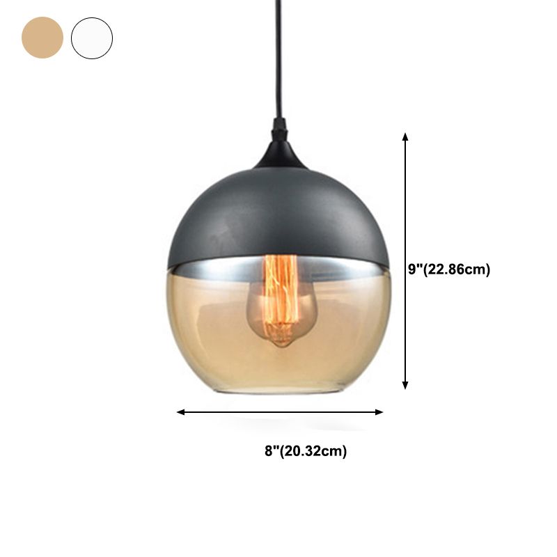 Geometric Hanging Lights Industrial Style Glass 1 Light Pendant Light Kit in Black