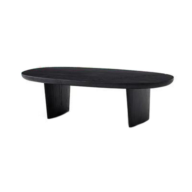 Scandinavian Oval Wood Coffee Table 15.75"H 2 Legs Cocktail Table