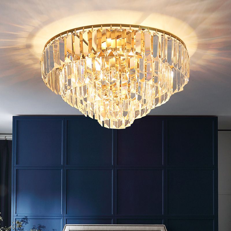 Geometric Flush Mount Light Fixture Modern Crystal Flush Mount Fixture in Clear