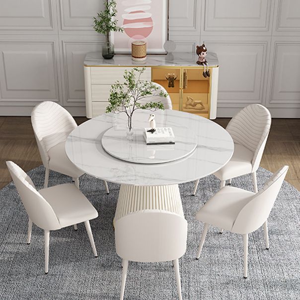 Mesa de comedor de piedra redonda muebles casuales de pedestal de lujo tradicional