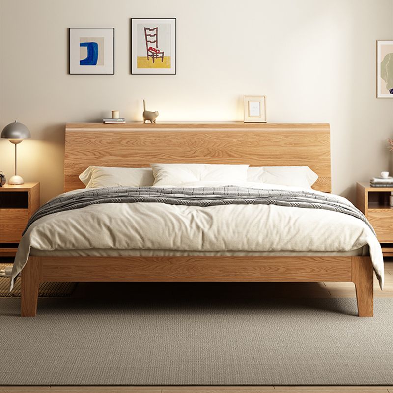 Scandinavian Solid Wood Standard Bed with Headboard Low Profile Bed