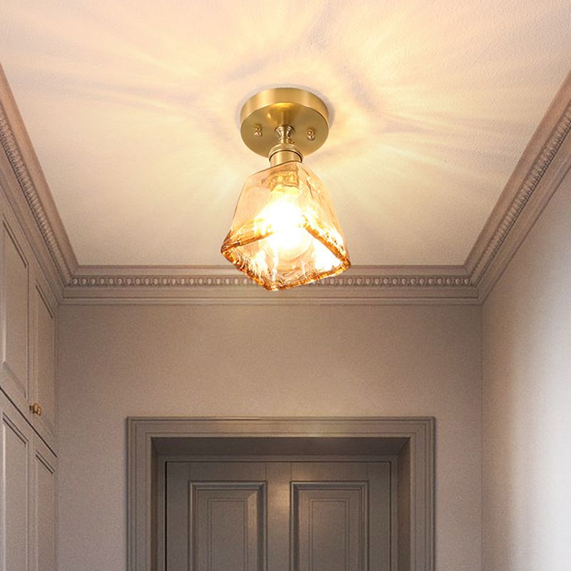 Nordic Style Copper Ceiling Light Geometry Shape Ceiling Lamp for Living Room