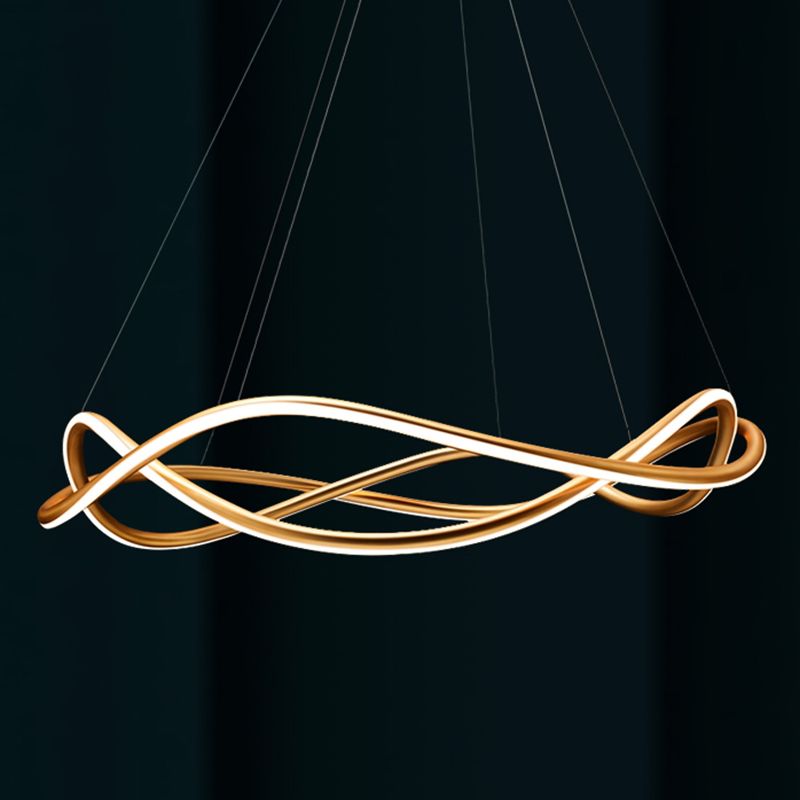 Waving Chandelier Pendant Lights Modern Metal Chandeliers in Gold Finish
