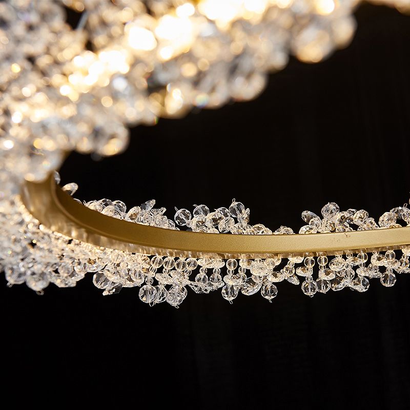 Minimalistischer Kreis Kronleuchter Anhänger Blumenkristall Esszimmer LED -Federung Licht