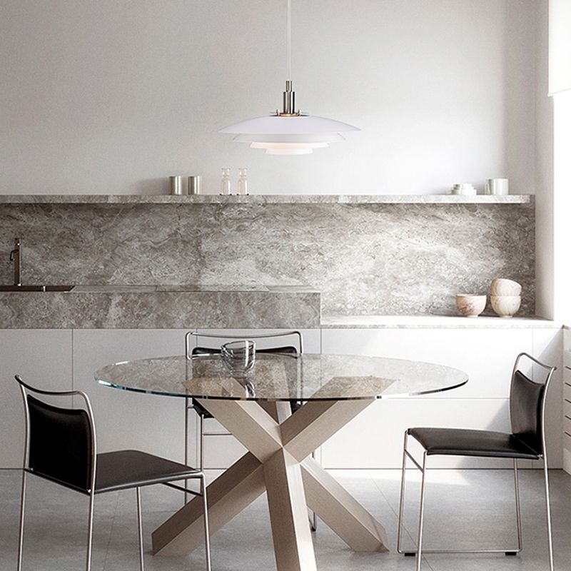 Estilo contemporáneo Geométrico Luz de comedor de comedor accesorio de iluminación de dormitorio en blanco