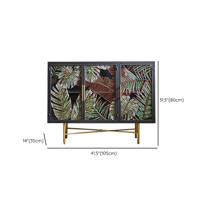 Traditional Wooden China Cabinet Glass Doors Display Stand with Doors