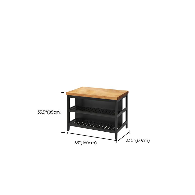Modern Dining Room Kitchen Island Marble Prep Table with Storage Shelf