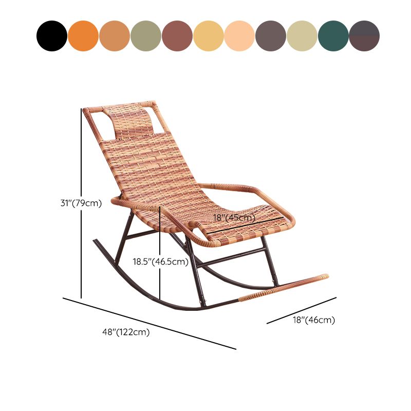 Rattan Rocking Chair Plain Water Resistant Woven Rope Modern Rocking Chair