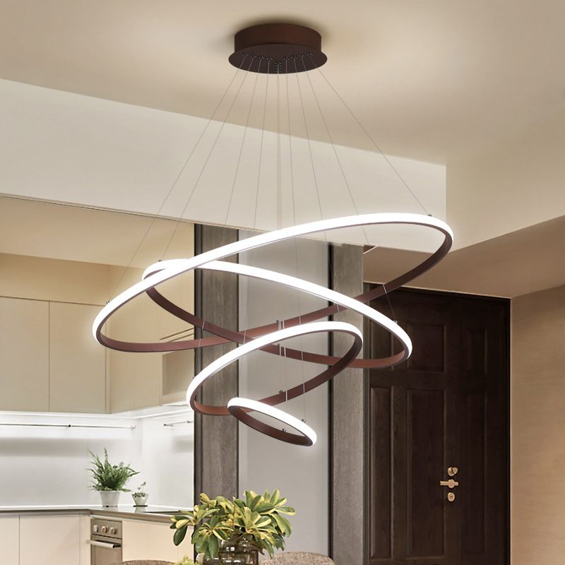 Multi-Rings Multi-Tier Modern Simple Style Metal Hanging Chandelier Lighting Fixtures