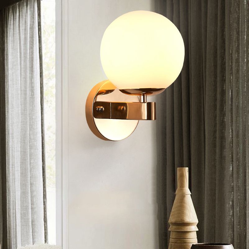 Modern Style Globe Shade Wall Light Glass 1 Light Sconces for Bedroom