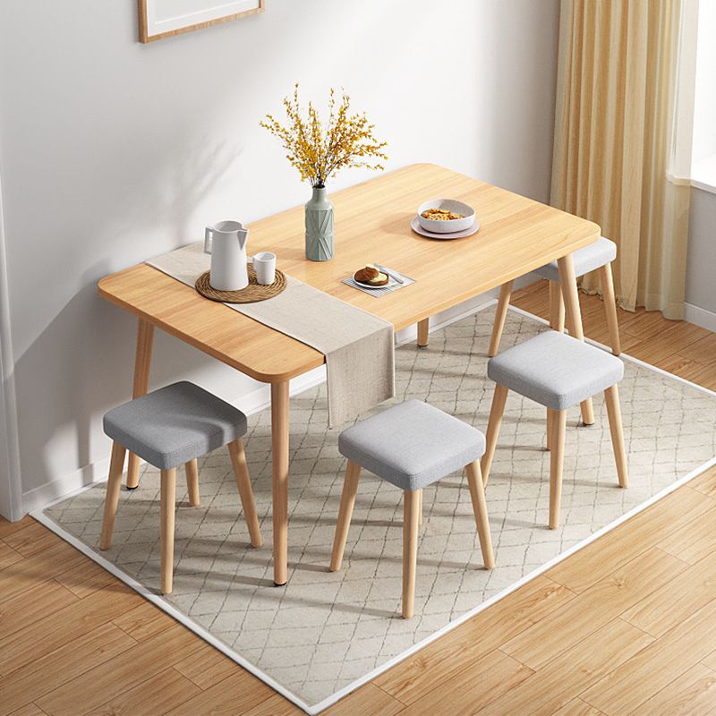 Modern Dining Set 1/5 Pcs Wood Dining Table with Armless Chairs
