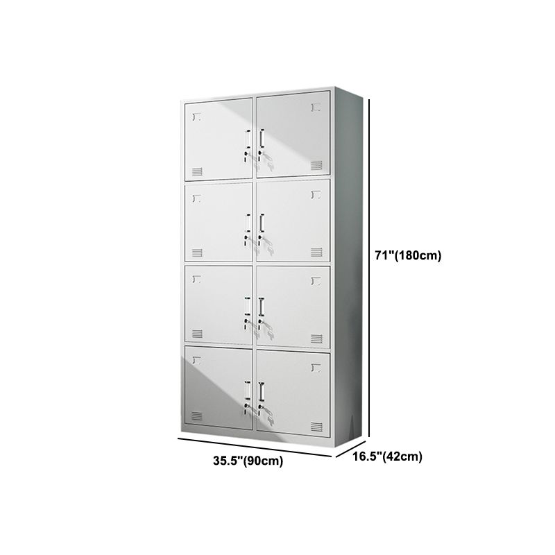 White Steel Storage Cabinet Contemporary Hinged Wardrobe Cabinet