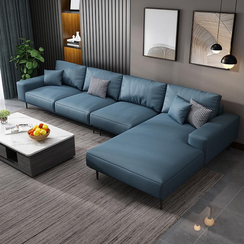 Contemporary Pillow Back Sectional with Recessed Arms for 4 People