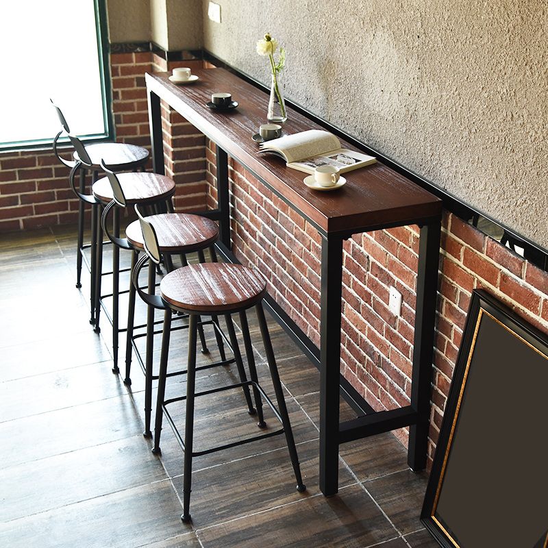 Industrial 1/5 Pieces Bar Table Set Rectangle Pine Wood Counter Table for Cafe