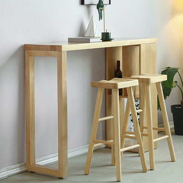 Modern Pine Solid Wood Bar Height Table Rectangle Bar Table for Living Room
