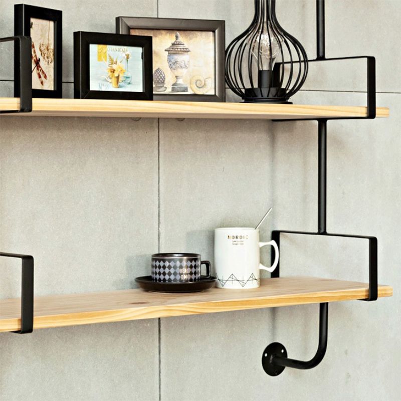 Contemporary Floating Bookshelf Wooden Natural Bookcase with Shelves