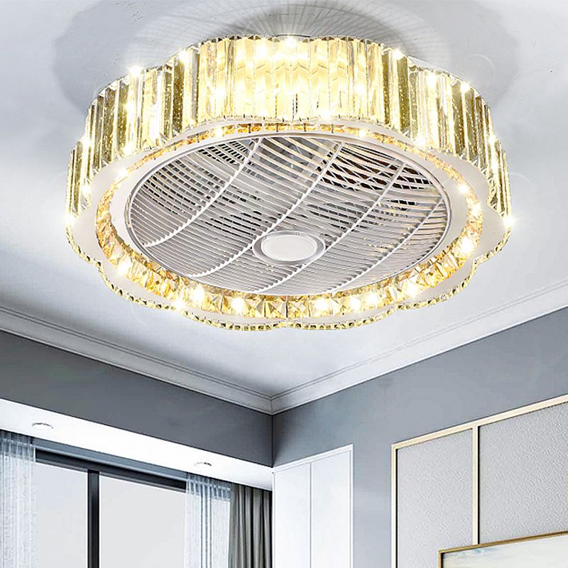 Semifulto di cristallo trasparente rotondo/floreale Minalismo da 19,5 "Larghezza Gold Affermazione Light con 3 pale