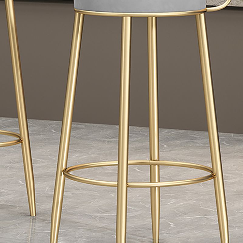 Glam Armless Backrest Counter Stool Iron Bar Stool with Pedal and Cushion for Cafe