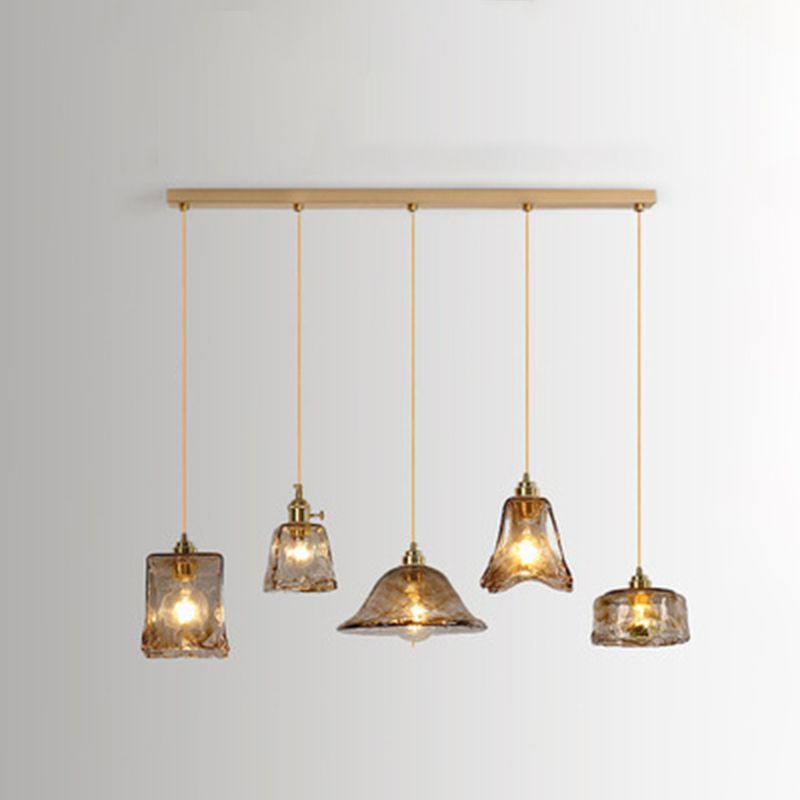 Moderne hanglampverlichting Geometrische hanglamp 3 Lichtglashanglicht in goud