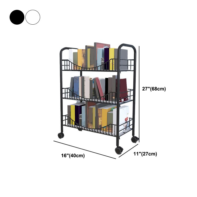 Industrial Metal Geometric Bookcase Open Back Bookcase with Wheels