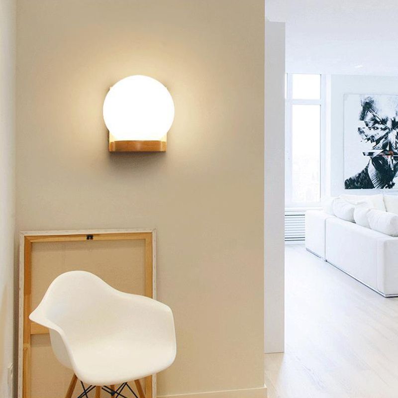 Dormitorio minimalismo moderno lámpara de monedero de madera maciza de una cabeza accesorio de iluminación montada en la pared