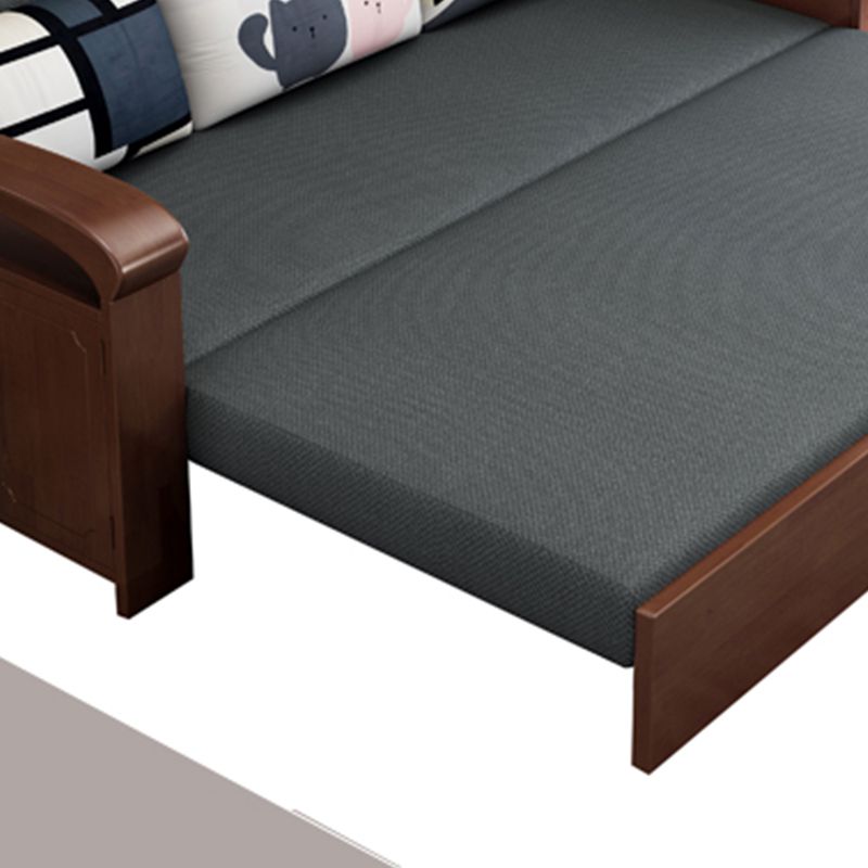 30.7" Wide Futon Sofa Bed with Storage Foldable Gray Linen Scandinavian