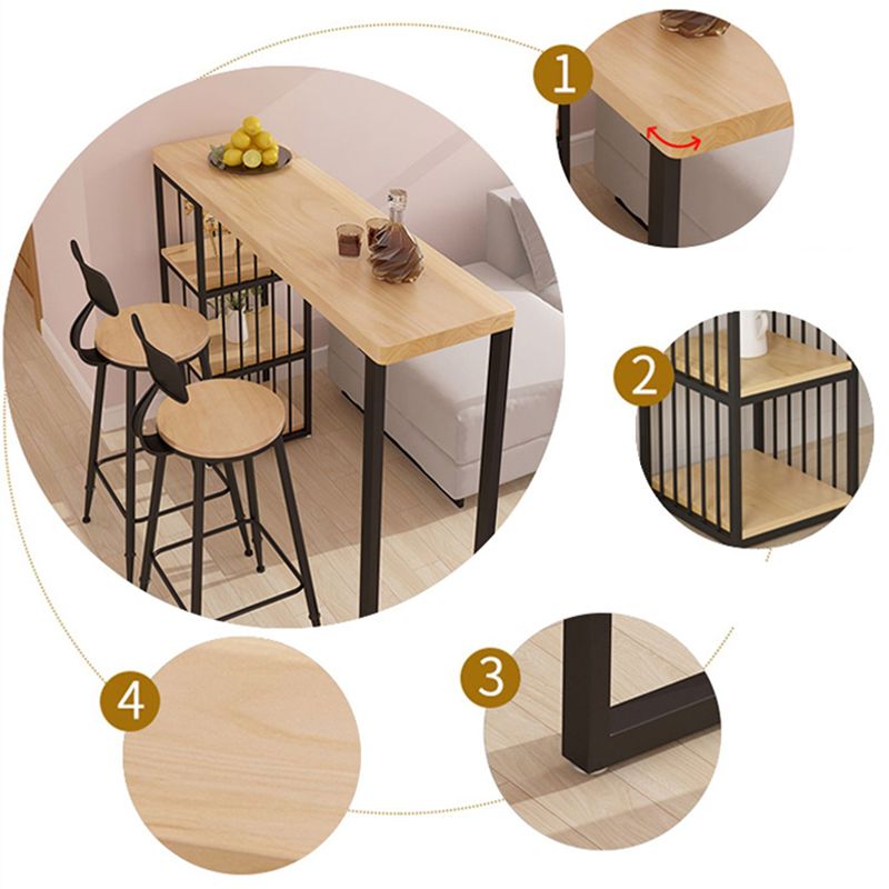 1/2/3 Pieces Industrial Bar Table and Stools Solid Wood and Metal Bar Table Set