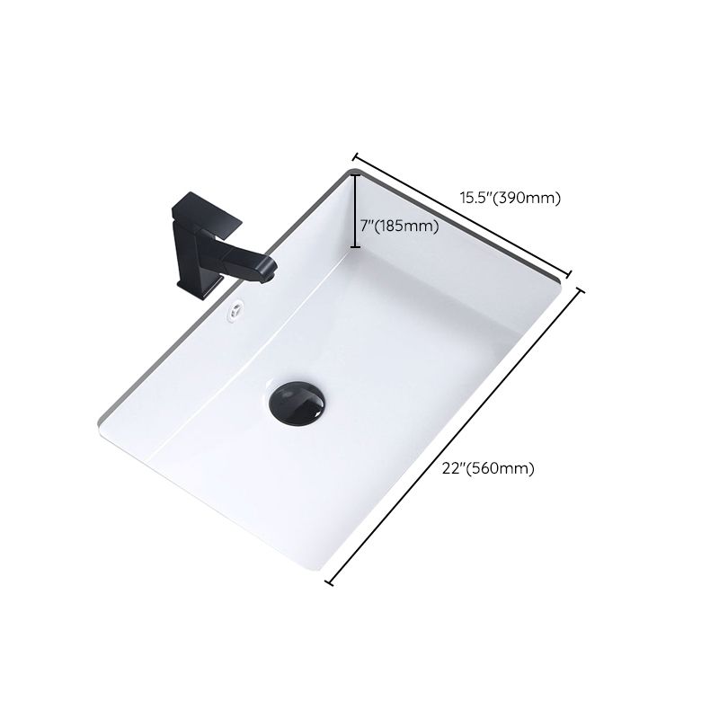 Modern Bathroom Sink Pop-Up Drain Porcelain Rectangular Vessel Bathroom Sink