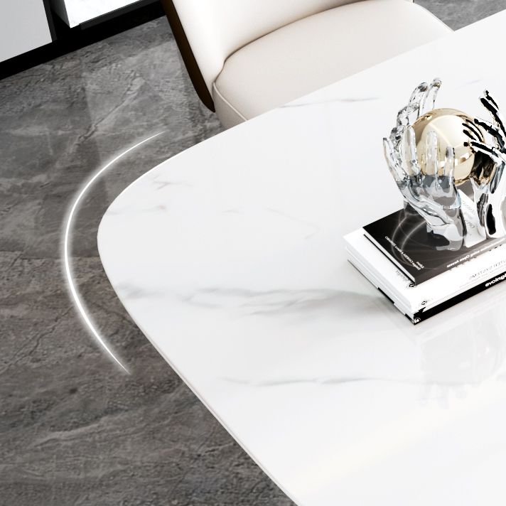 Modern Sintered Stone Dining Room Set with Rectangle Top and Pedestal Base Dining Furniture