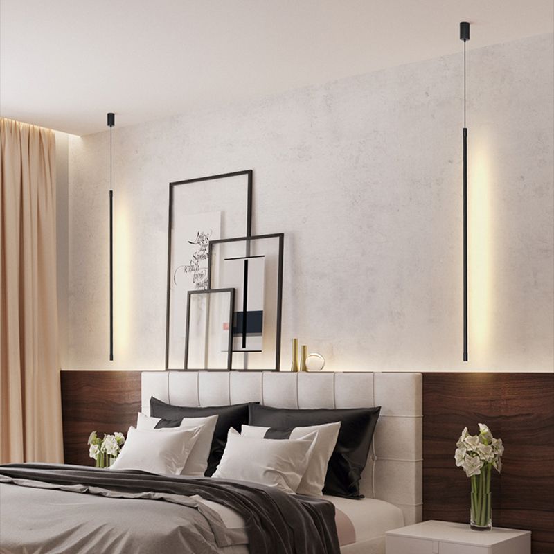 Minimalistische moderne lineare hängende Lampe Metall 1 Licht Anhänger Licht für Wohnzimmer am Nacht
