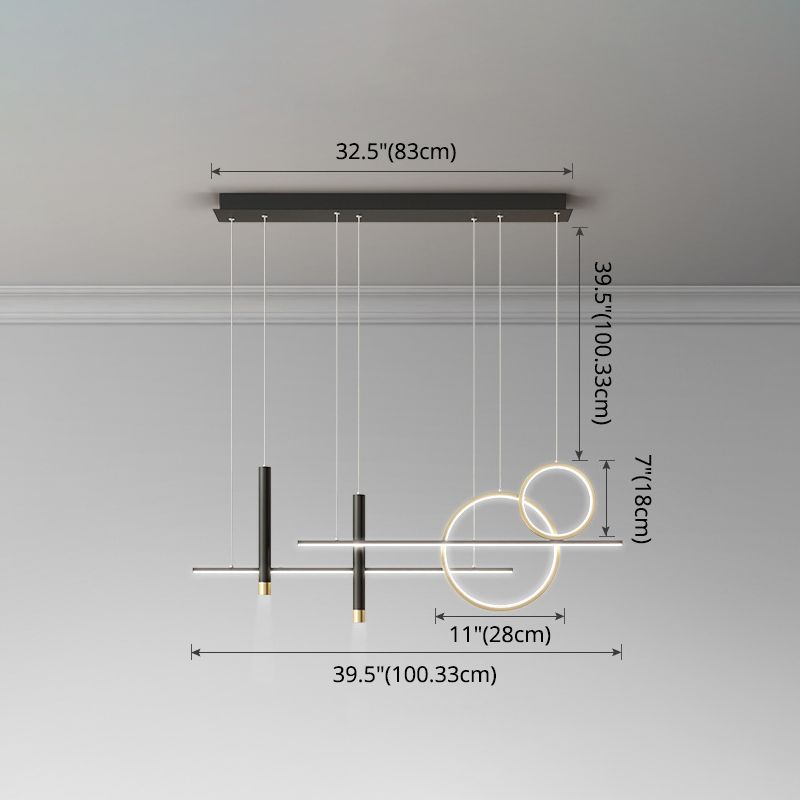 Anneaux et lignes de dîner lampe à suspension Métalliste Minimaliste LED PENDANT