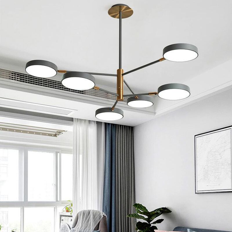 Branche de métal rotatif lampe à suspension de lampe à LED LED avec une teinte acrylique ronde