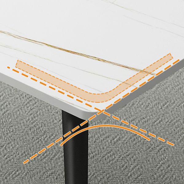 Mesa de comedor de piedra sinterizada simple Mesa de comedor de forma rectangular con 4 patas base