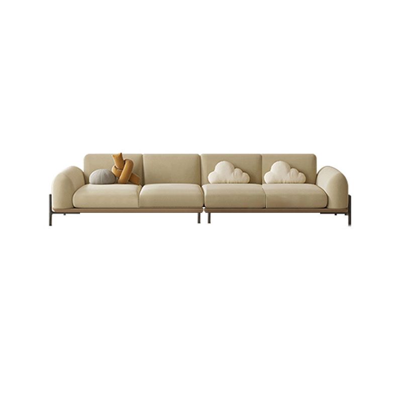 Light Brown Cushions Round Arm Transitional Modern Sofa for Living Room