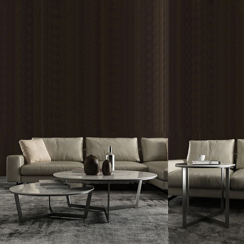 Glam White Frame Coffee Table Round Slate Top Cocktail Table