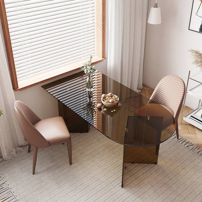 Glass Dining Room Collection Contemporary Double Pedestal Dining Table